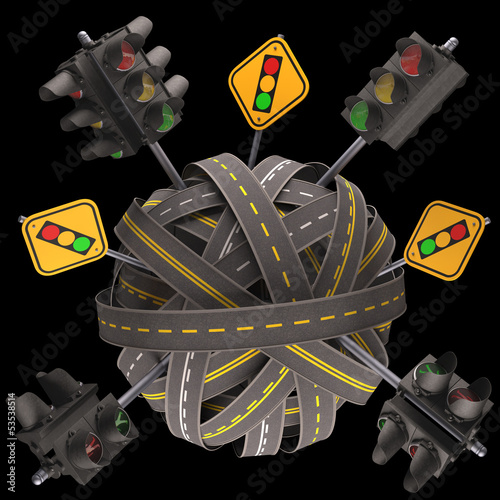 Illustration: Road Sign Traffic Light Road Sign Traffic Light
