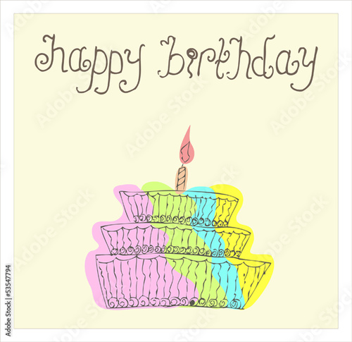 Vector: Illustration of children's drawings. Happy birthday. Illustration of children's drawings. Happy birthday.