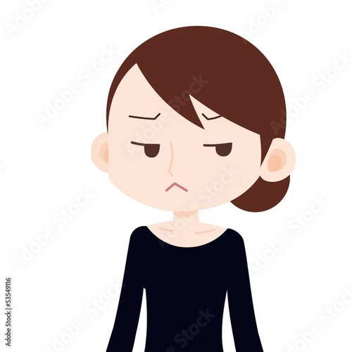 Illustration: 妬む女性 上半身 妬む女性 上半身