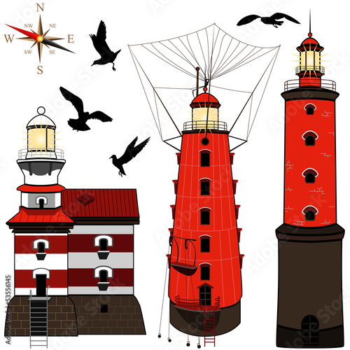 Vector: Set of lighthouses Set of lighthouses