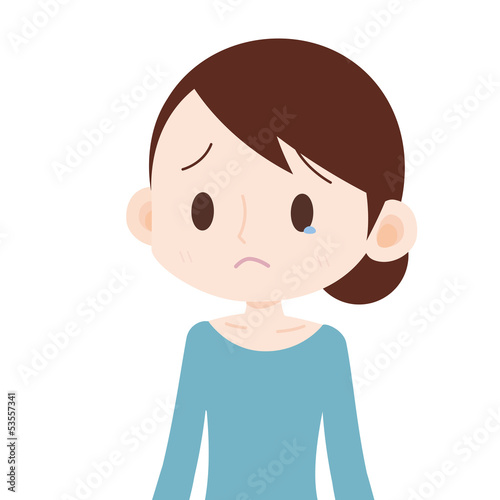 Illustration: 涙目の女性 上半身 涙目の女性 上半身