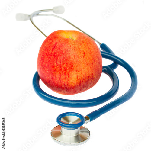 Photo: Blue stethoscope with apple Blue stethoscope with apple