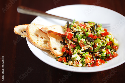 Photo: Tabbouleh with bulgur, pumpkin seeds and crackers Tabbouleh with bulgur, pumpkin seeds and crackers
