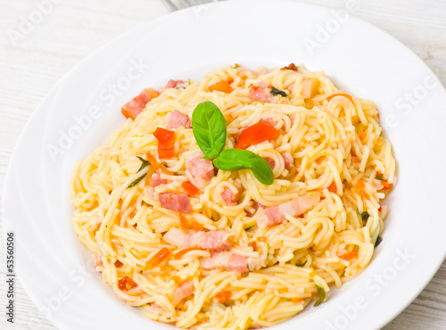Photo: Pasta with meat and vegetables Pasta with meat and vegetables