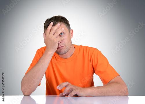Photo: Man thinks. Concept thoughts about business Man thinks. Concept thoughts about business