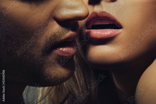 Photo: Beautiful portrait of young man lips Beautiful portrait of young man lips