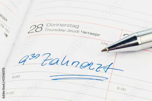 Photo: Eintrag im Kalender: Zahnarzt Eintrag im Kalender: Zahnarzt