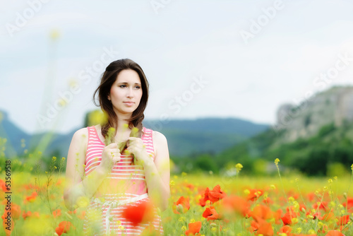Photo: brunette in field brunette in field