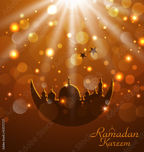 Vector: Celebration glowing card for Ramadan Kareem Celebration glowing card for Ramadan Kareem