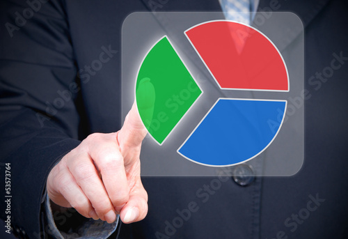 Illustration: Woman with Pie Chart Touchscreen Woman with Pie Chart Touchscreen