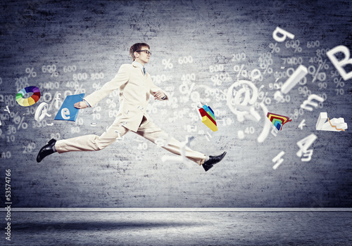 Photo: Image of running businessman Image of running businessman