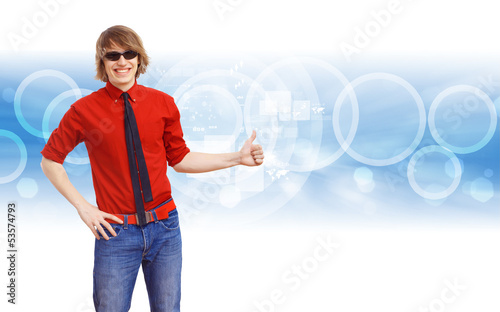 Photo: Happy smiling young man dancing Happy smiling young man dancing