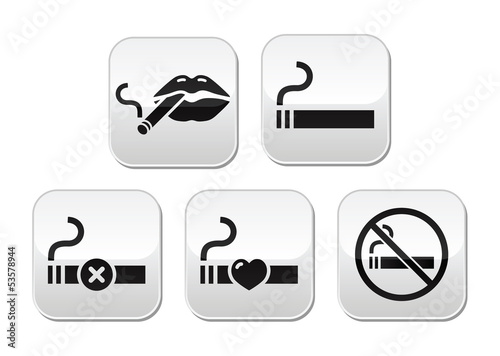 Vector: Sexy lips with cigarette, no smoking vector buttons Sexy lips with cigarette, no smoking vector buttons