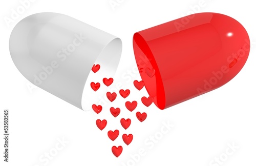 Illustration: Concept piils for heart isolated on white Concept piils for heart isolated on white