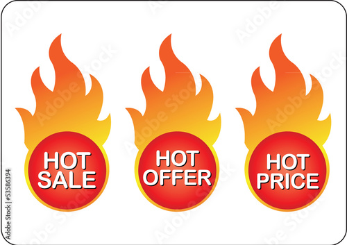Vector: hot sale, hot offer and hot price signs hot sale, hot offer and hot price signs