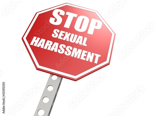 Illustration: Stop sexual harassment road sign Stop sexual harassment road sign