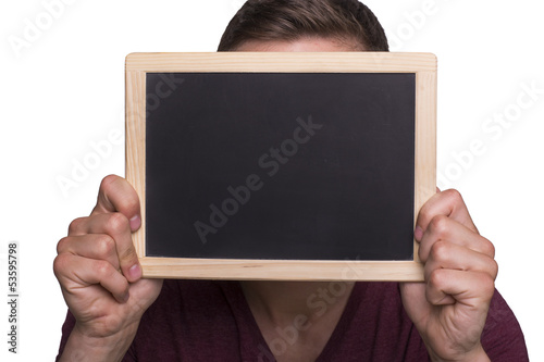 Photo: leere tafel vor gesicht leere tafel vor gesicht