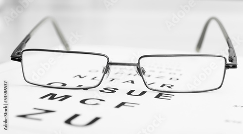 Photo: eyeglasses on eye chart eyeglasses on eye chart