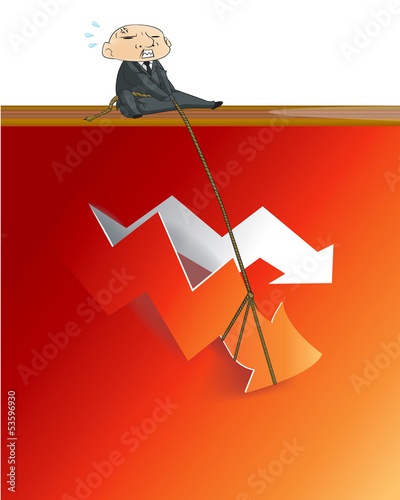 Vector: Businessman lifting up red arrow from critical Businessman lifting up red arrow from critical