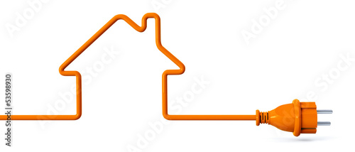 Illustration: Orange power plug - house Orange power plug - house