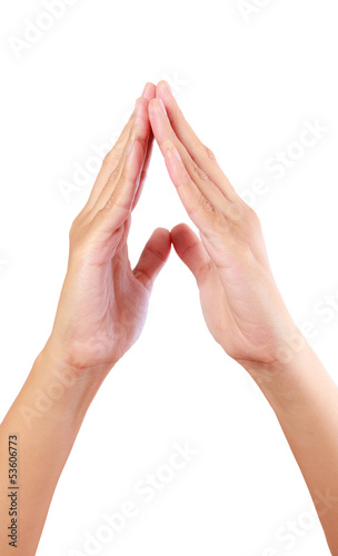 Photo: put hands together in salute put hands together in salute