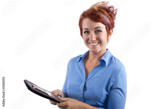 Photo: waitress collecting her check / tip / or gratuity waitress collecting her check / tip / or gratuity