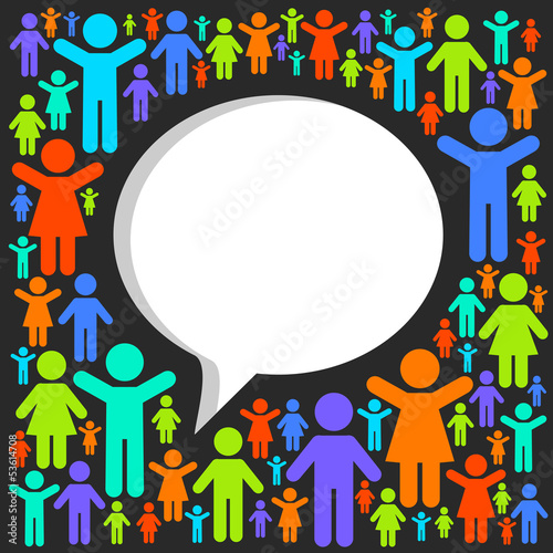 Vector: Speech cloud on the background of people icons Speech cloud on the background of people icons