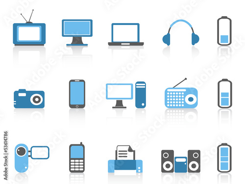 Vector: simple electronic icons,blue color series simple electronic icons,blue color series