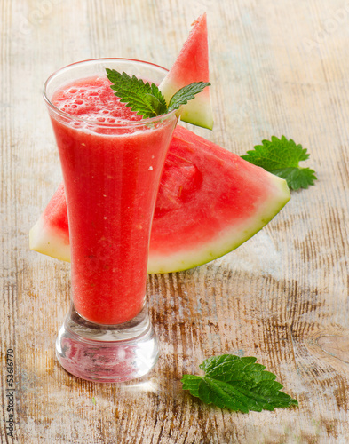 Photo: glass of watermelon smoothie glass of watermelon smoothie