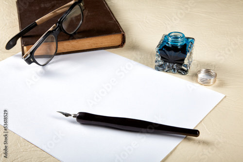Photo: Still-life with the old Ink pot and quill Still-life with the old Ink pot and quill