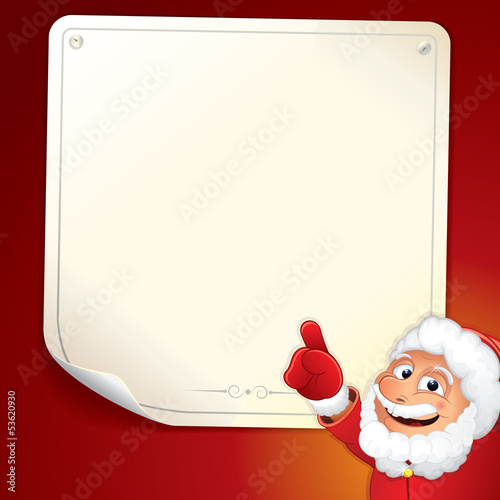 Illustration: Santa Sign. Cartoon Santa Claus with Blank Note. Santa Sign. Cartoon Santa Claus with Blank Note.