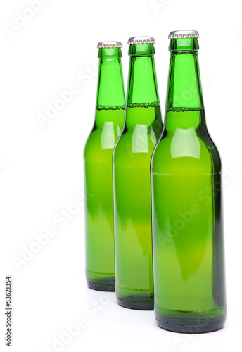 Photo: Row from beer bottles. Row from beer bottles.