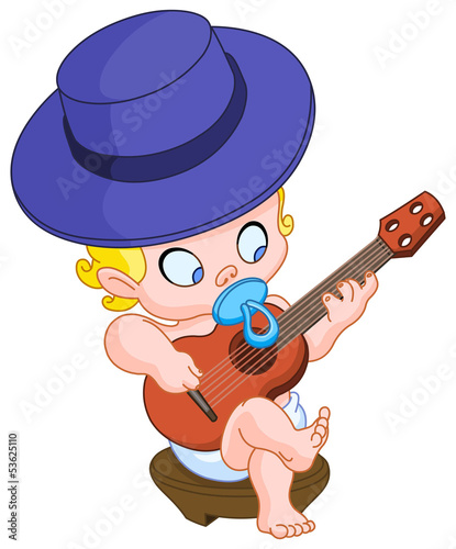 Vector: Baby playing guitar Baby playing guitar