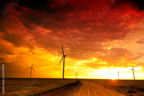 Photo: Wind farm at sunset Wind farm at sunset