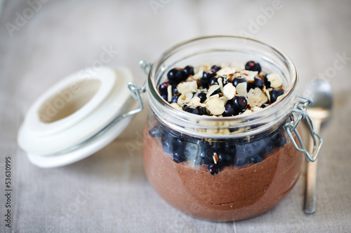 Photo: Chocolate gluten-free mouse made of blueberries and hazelnuts Chocolate gluten-free mouse made of blueberries and hazelnuts