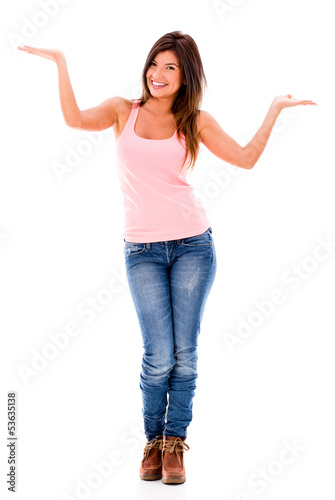 Photo: Woman comparing things Woman comparing things