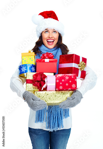 Photo: Santa helper Christmas girl with a presents. Santa helper Christmas girl with a presents.