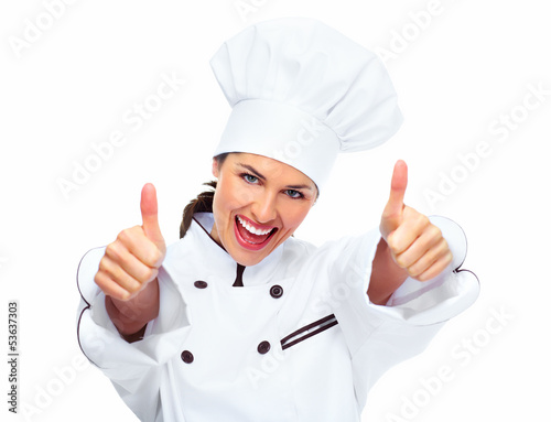 Photo: Chef woman. Chef woman.