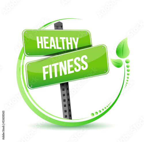 Illustration: healthy and fitness street sign illustration healthy and fitness street sign illustration