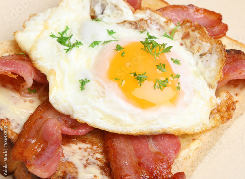 Photo: Bacon and Fried Egg on Toast Bacon and Fried Egg on Toast