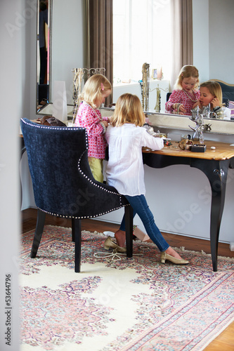 Photo: Two Girls Playing With Jewelry And Make Up Two Girls Playing With Jewelry And Make Up