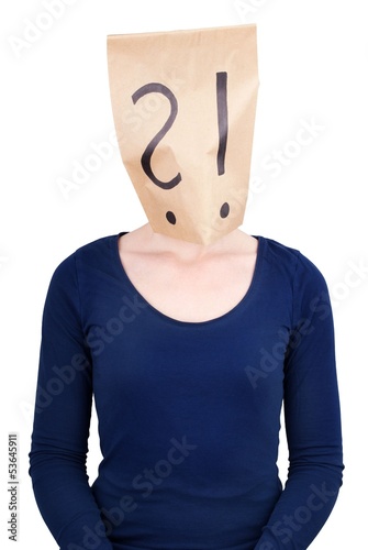 Photo: person with a paper bag head person with a paper bag head