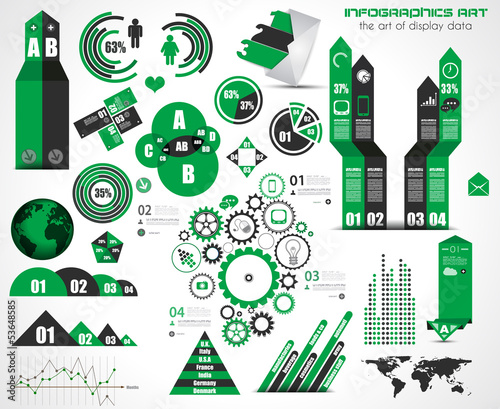 Vector: Infographic elements - set of paper tags, technology icons... Infographic elements - set of paper tags, technology icons...
