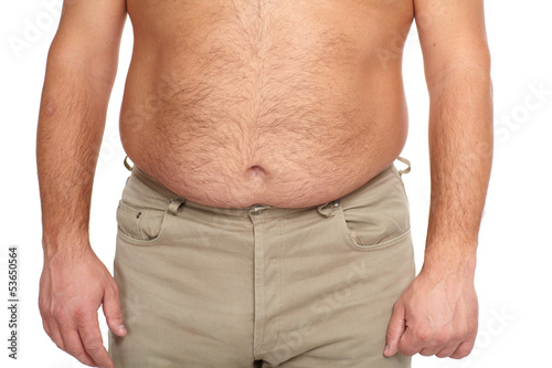 Photo: Fat man with a big belly. Fat man with a big belly.