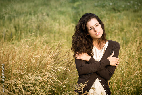 Photo: Sad woman walking in nature Sad woman walking in nature