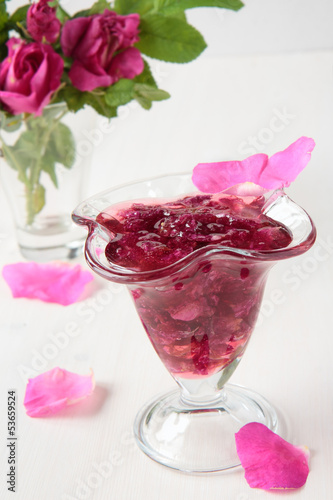 Photo: Glass of rose petal jam Glass of rose petal jam