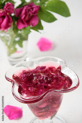 Photo: Rose petal jam in glass Rose petal jam in glass