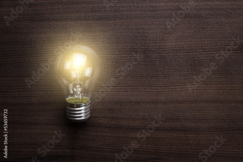 Photo: idea concept on wooden background idea concept on wooden background