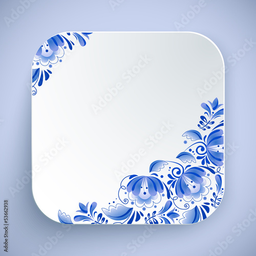 Vector: White rounded square icon with floral ornament White rounded square icon with floral ornament