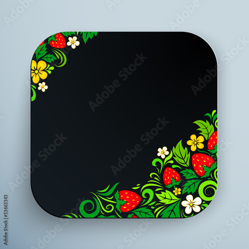 Vector: Black rounded square icon with floral ornament Black rounded square icon with floral ornament